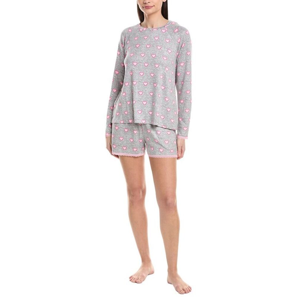 40 Winks Womens  2Pc Sleep Top & Boxer Short Set, Gray